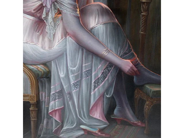 Max carlier (1872-1938), 'effet de lumière', oil on canvas 110 x 72 cm. (43.31 x 28.35 in.), frame: 132 x 95 cm. (51.96 x 37.39 in.) - afbeelding 8 van  8