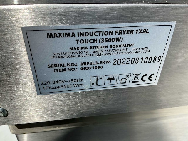 Maxima mif8l-3,50e inductie friteuse - afbeelding 2 van  6