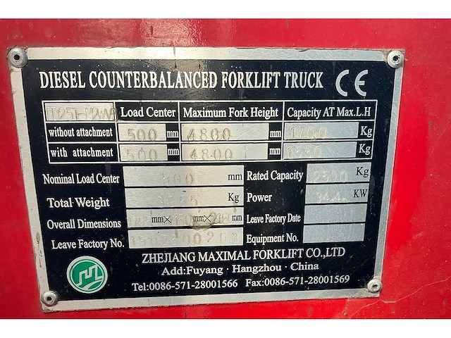 Maximal fd25t- vorkheftruck - afbeelding 13 van  20