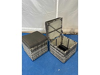 Maxxgarden - voetbank poef - tuinbank 40x40cm grijs 2stuks - afbeelding 1 van  1