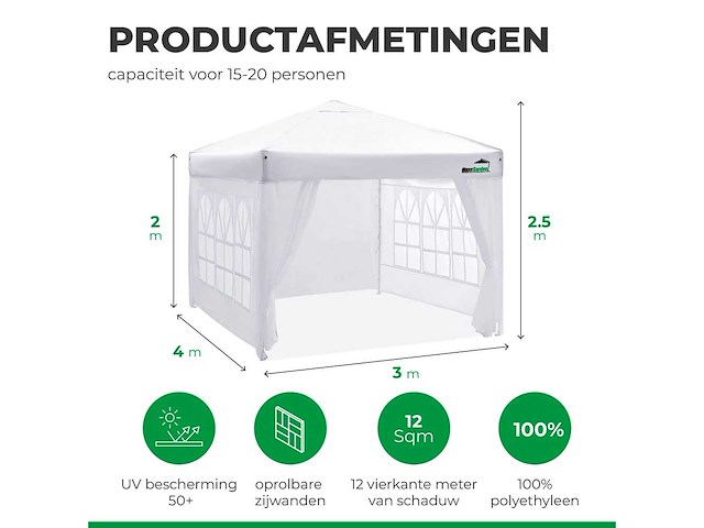 Maxxgarden 20023 partytent 3x4m wit - afbeelding 3 van  3