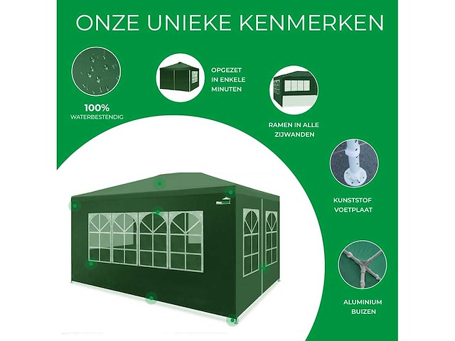 Maxxgarden 20026 partytent 3x4m met zijwanden groen - afbeelding 2 van  4