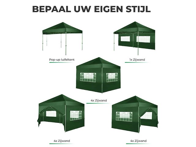 Maxxgarden 20026 partytent 3x4m met zijwanden groen - afbeelding 5 van  6