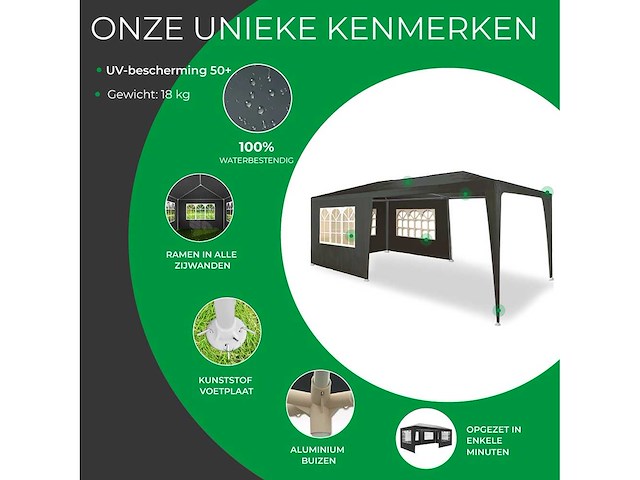 Maxxgarden 20031 partytent 3x6m met zijwanden zwart - afbeelding 5 van  5