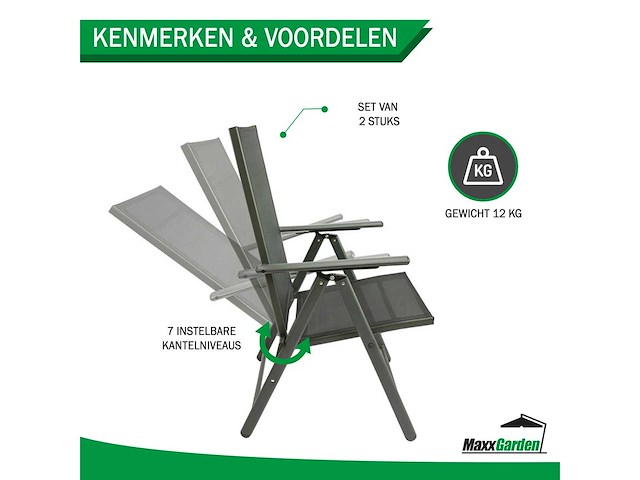 Maxxgarden 20179 ultra light tuinstoel - 2 stuks - afbeelding 3 van  4
