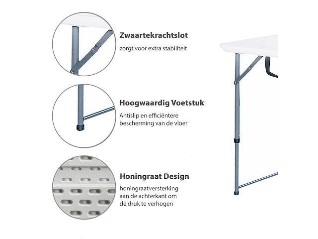 Maxxgarden 20180 vouwtafel tuintafel 120x60x74cm - 2 stuk nieuw - afbeelding 4 van  5