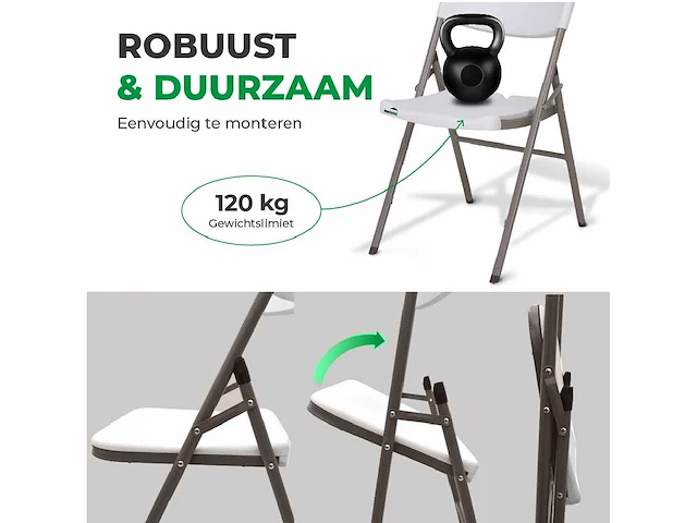 Maxxgarden 20240 klapstoelen vouwstoel wit - 4 stuk nieuw - afbeelding 5 van  5