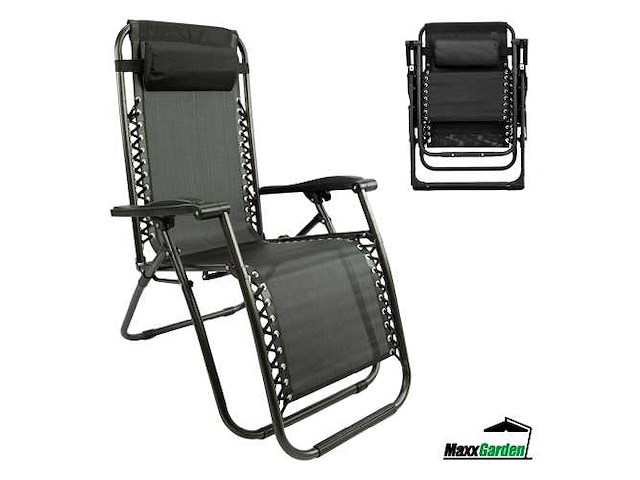 Maxxgarden 20315 textoline ligstoelen - set van 2 zwart - afbeelding 2 van  4