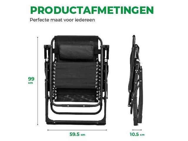 Maxxgarden 20315 textoline ligstoelen - set van 2 zwart - afbeelding 3 van  6
