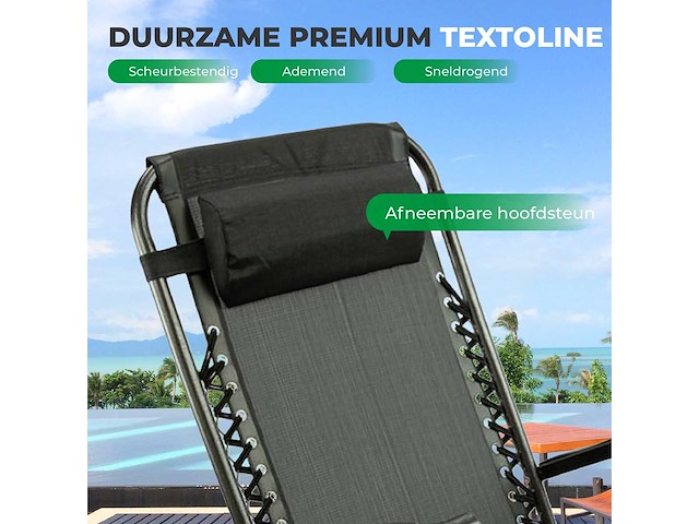 Maxxgarden 20315 textoline ligstoelen - set van 2 zwart - afbeelding 5 van  6