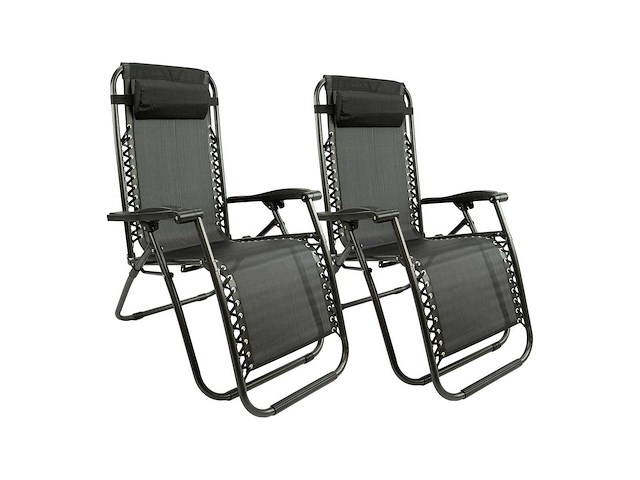 Maxxgarden 20315 textoline ligstoelen - set van 2 zwart - afbeelding 1 van  7