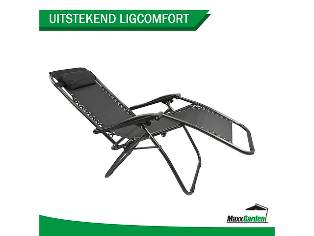 Maxxgarden 20315 textoline ligstoelen - set van 2 zwart - afbeelding 4 van  7