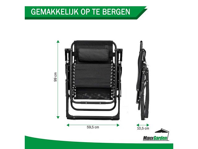 Maxxgarden 20315 textoline ligstoelen - set van 2 zwart - afbeelding 6 van  7