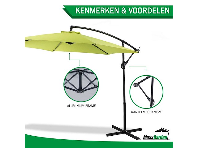 Maxxgarden 20494 zweefparasol groen - ø300 cm - afbeelding 3 van  6