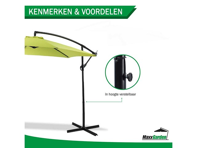 Maxxgarden 20494 zweefparasol groen - ø300 cm - afbeelding 4 van  6