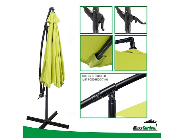 Maxxgarden 20494 zweefparasol groen - ø300 cm - afbeelding 5 van  6