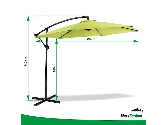 Maxxgarden 20494 zweefparasol groen - ø300 cm - afbeelding 6 van  6