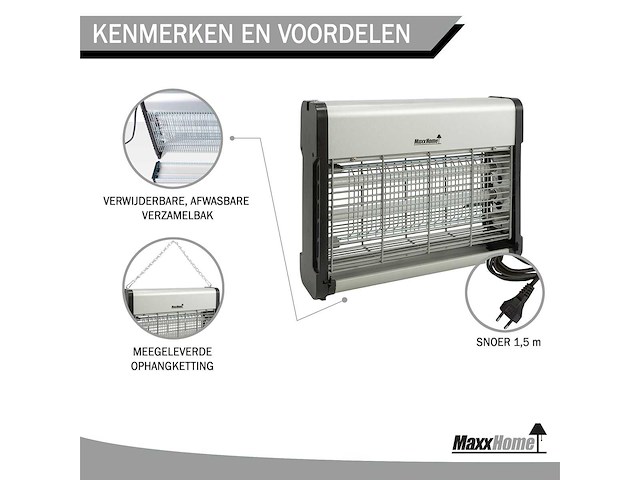 Maxxgarden 20740 insectendoder – vliegenlamp 16 watt - tot 70m² - afbeelding 2 van  5