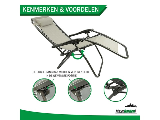 Maxxgarden 20805 textoline ligstoelen - set van 2 grijs - afbeelding 2 van  8