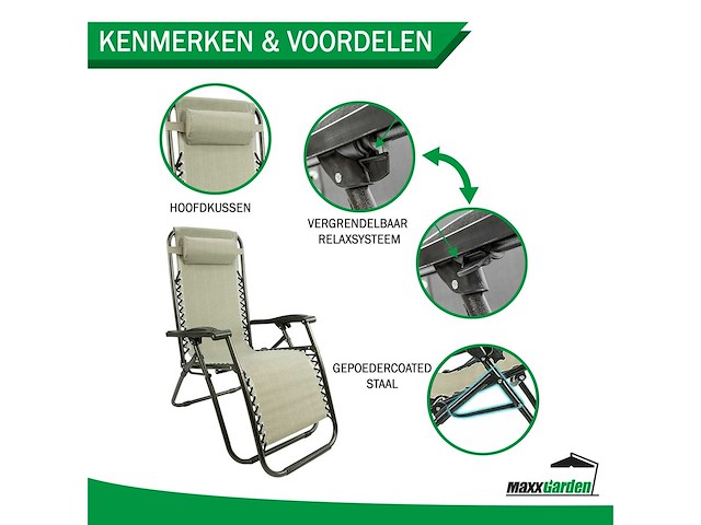 Maxxgarden 20805 textoline ligstoelen - set van 2 grijs - afbeelding 3 van  8