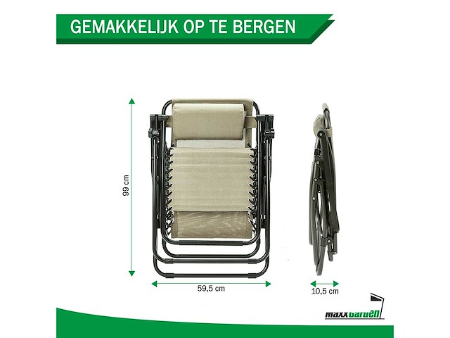 Maxxgarden 20805 textoline ligstoelen - set van 2 grijs - afbeelding 6 van  8