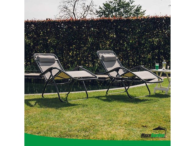 Maxxgarden 20805 textoline ligstoelen - set van 2 grijs - afbeelding 8 van  8