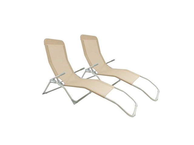 Maxxgarden 20845 ligbed - opvouwbare ligstoel 2 stuks - textileen - taupe - afbeelding 1 van  3