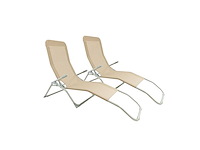 Maxxgarden 20845 ligbed - opvouwbare ligstoel 2 stuks - textileen - taupe - afbeelding 1 van  3