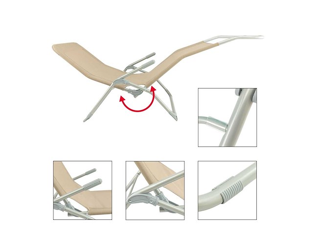 Maxxgarden 20845 ligbed - opvouwbare ligstoel 2 stuks - textileen - taupe - afbeelding 2 van  3