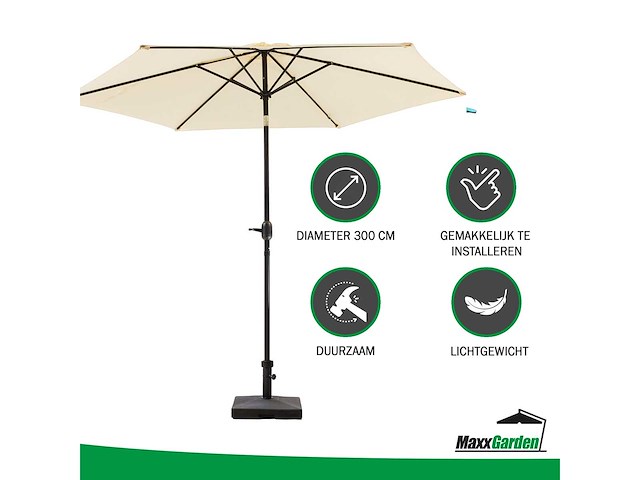 Maxxgarden 20900 parasol - beige- kantelbaar - 300cm - afbeelding 2 van  4