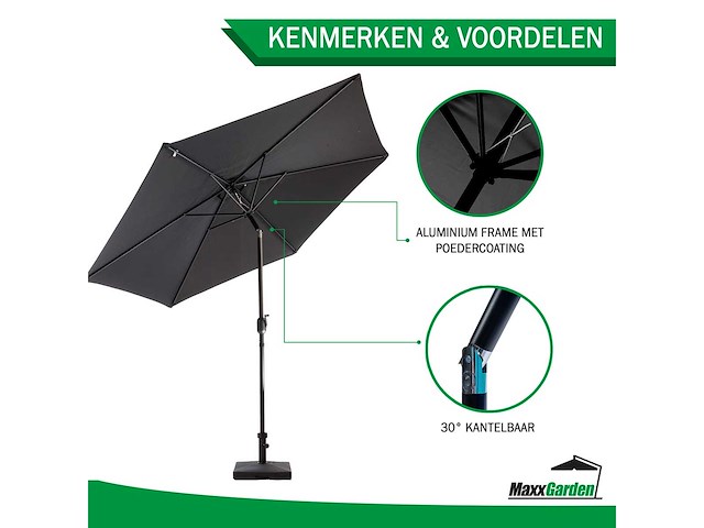 Maxxgarden 20901 - balkonparasol - zwart - kantelbaar - 300cm - afbeelding 2 van  3