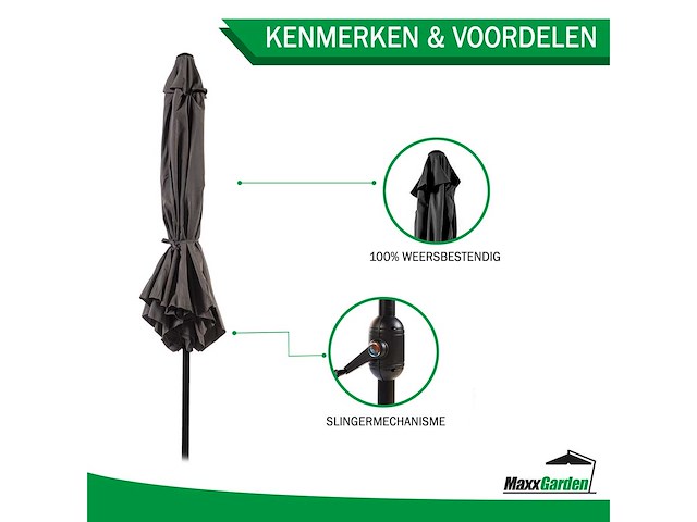 Maxxgarden 20901 parasol balkonparasol - zwart - kantelbaar - 300cm - afbeelding 3 van  5