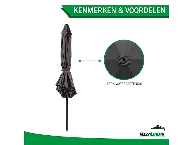 Maxxgarden 20901 parasol balkonparasol - zwart - kantelbaar - 300cm - afbeelding 2 van  2