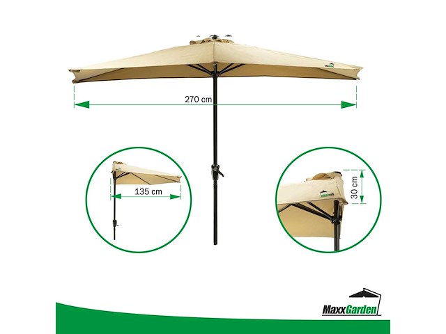 Maxxgarden 20967 - balkonparasol - creme - 270cm - afbeelding 3 van  4