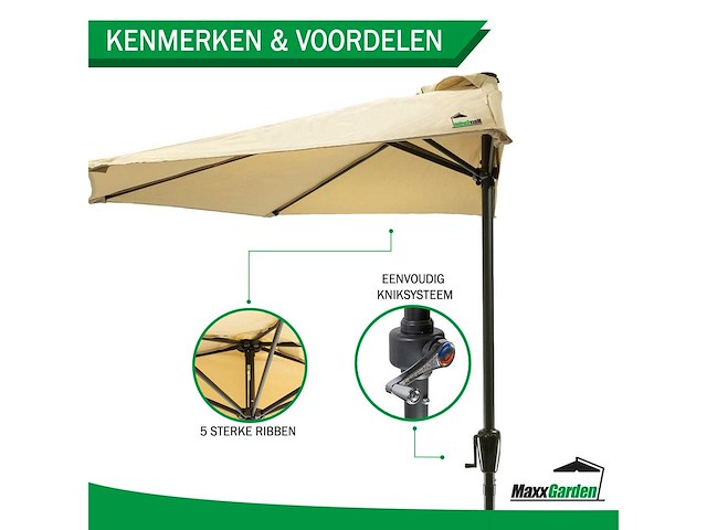 Maxxgarden 20967 parasol balkonparasol - creme - 270cm - afbeelding 4 van  4