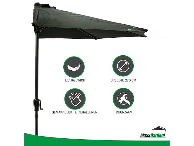 Maxxgarden 20969 - balkonparasol - zwart - 270x135 - afbeelding 2 van  4