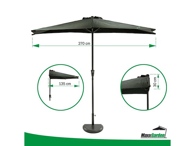 Maxxgarden 20969 - balkonparasol - zwart - 270x135 - afbeelding 3 van  4