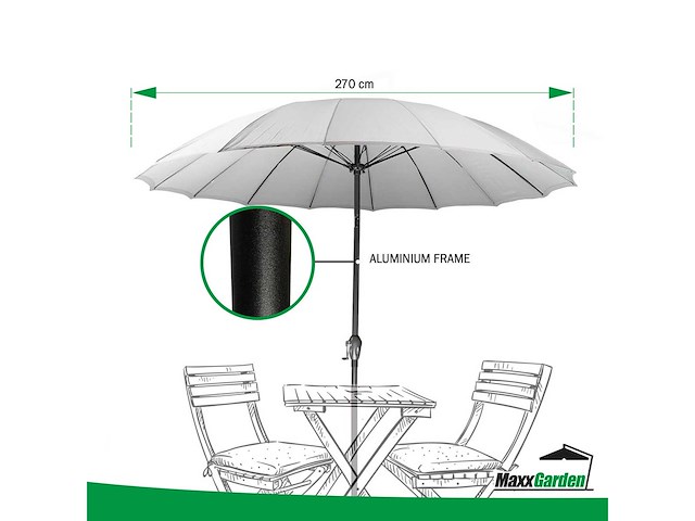 Maxxgarden 21131 parasol balkonparasol shanghai 270 cm - grijs - afbeelding 2 van  3