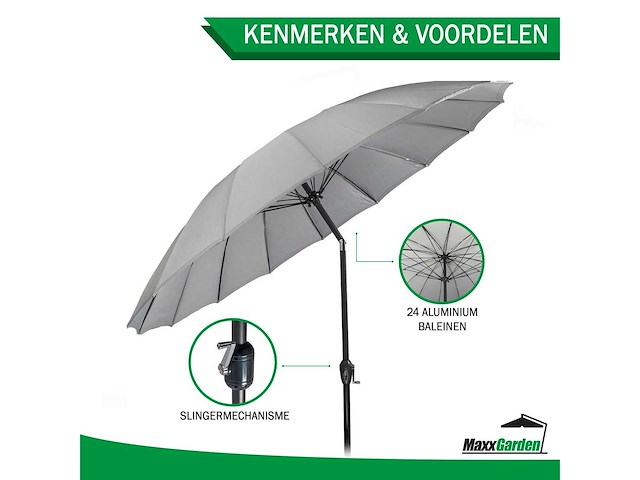 Maxxgarden 21131 parasol balkonparasol shanghai 270 cm - grijs - afbeelding 2 van  5