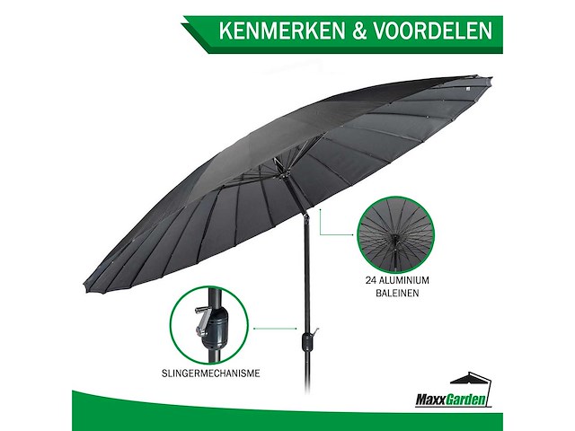 Maxxgarden 21132 parasol balkonparasol shanghai 270 cm - grijs - afbeelding 2 van  5