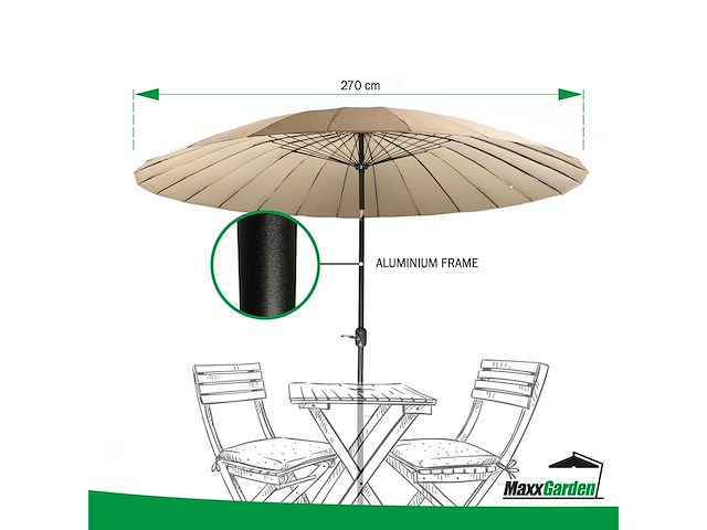 Maxxgarden 21133 tuin en balkon parasol - 270 cm - grijs-creme - afbeelding 3 van  7