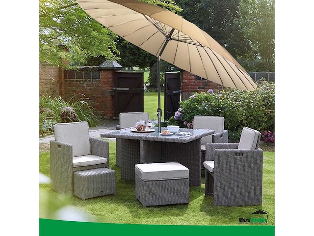 Maxxgarden 21133 tuin en balkon parasol - 270 cm - grijs-creme - afbeelding 7 van  7
