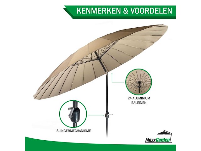 Maxxgarden 21133 tuin en balkon parasol - 270 cm - grijs-creme - afbeelding 2 van  7