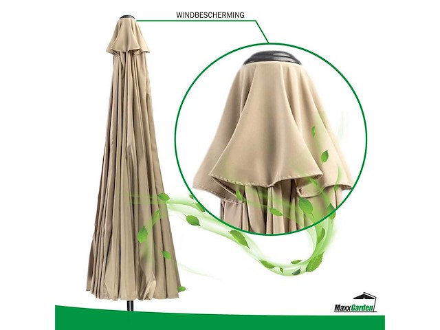 Maxxgarden 21133 tuin en balkon parasol - 270 cm - grijs-creme - afbeelding 6 van  7