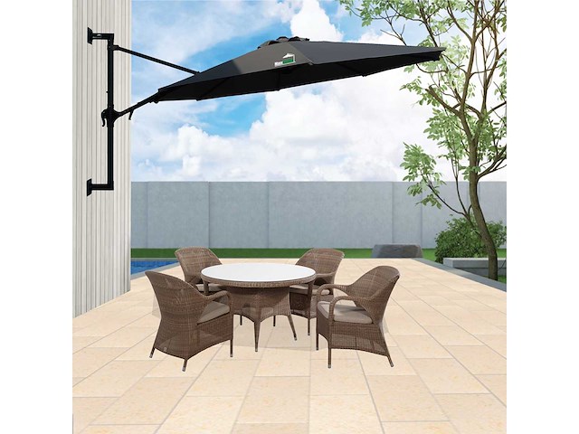 Maxxgarden 21219 parasol muurparasol - 270cm zwart - afbeelding 6 van  6
