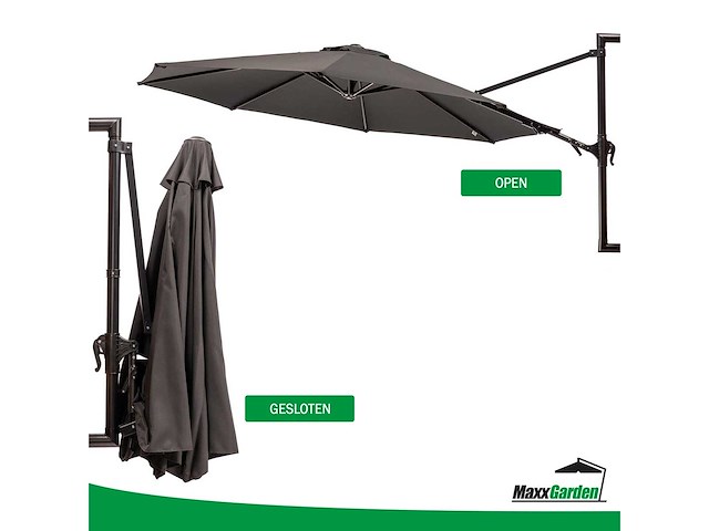 Maxxgarden 21221 parasol muurparasol - 270 cm grijs - afbeelding 6 van  6