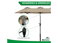 Maxxgarden 21222 dubbele parasol - 300x150cm taupe - afbeelding 3 van  5
