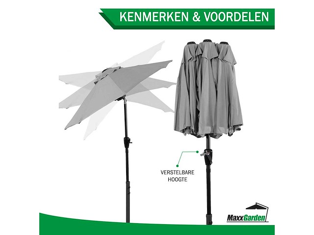 Maxxgarden 21223 dubbele parasol - 300x150cm antraciet - afbeelding 4 van  5