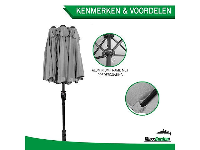 Maxxgarden 21223 dubbele parasol - 300x150cm antraciet - afbeelding 5 van  5