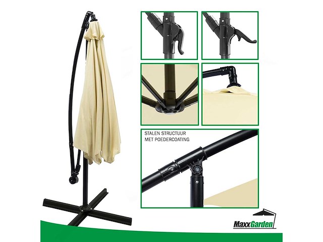 Maxxgarden 21276 zweefparasol ø300 cm - beige - afbeelding 3 van  4